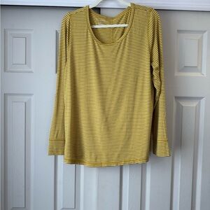 Talbots Yellow Navy Striped Long Sleeve Top